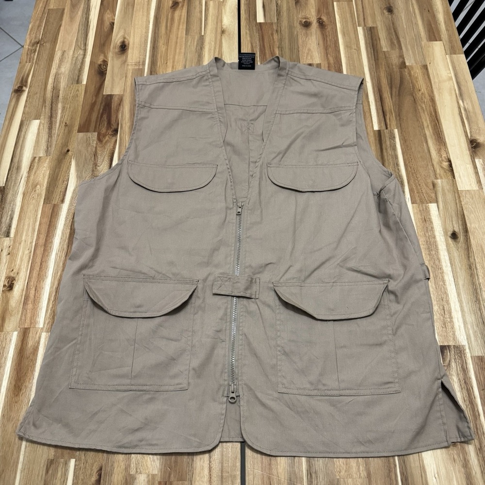 Rothco Vest Mens XL Khaki Outback Tactical Utility Multi Pocket Hunting Fishing
